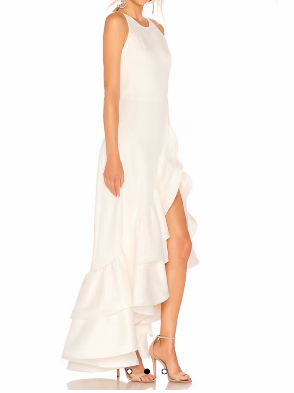 Bronx and Banco Cream High-Low Halter Ruffle Gown Small - Picture 5 of 7